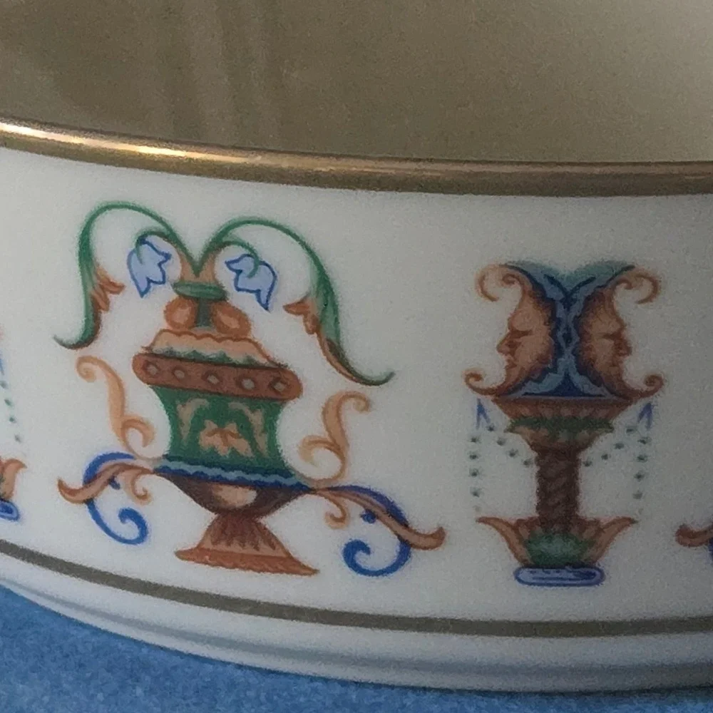 Lenox Bone China Soup Bowl 24K Gold Hand Decorated Renaissance Urn Made in USA
